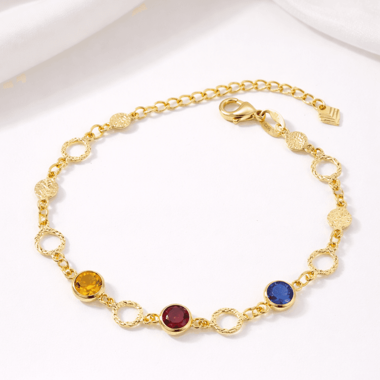 Pulseira com Pedras Coloridas Banhada a Ouro 18K — default