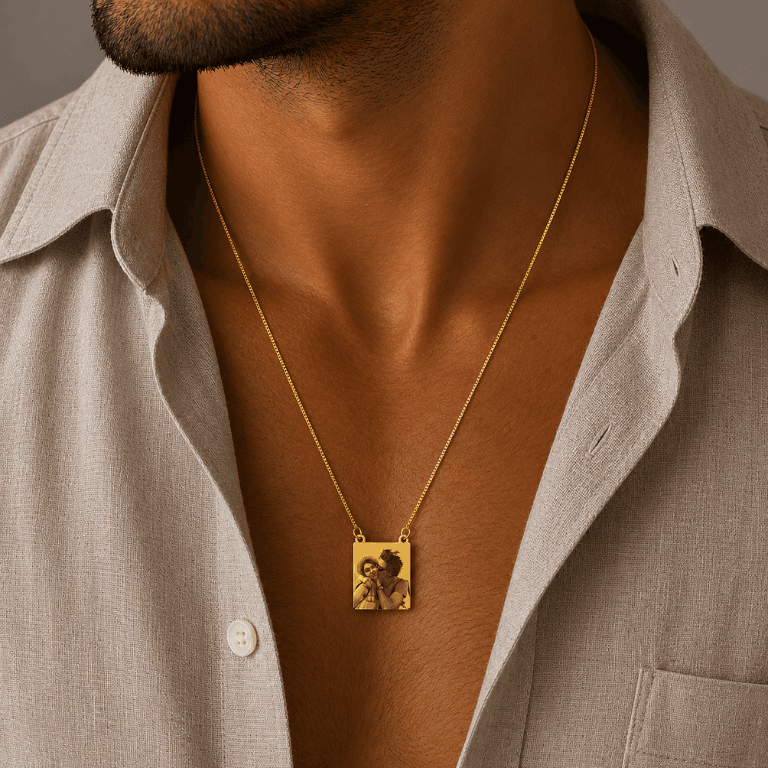 Colar Escapulário Personalizável Banhado a Ouro 18K