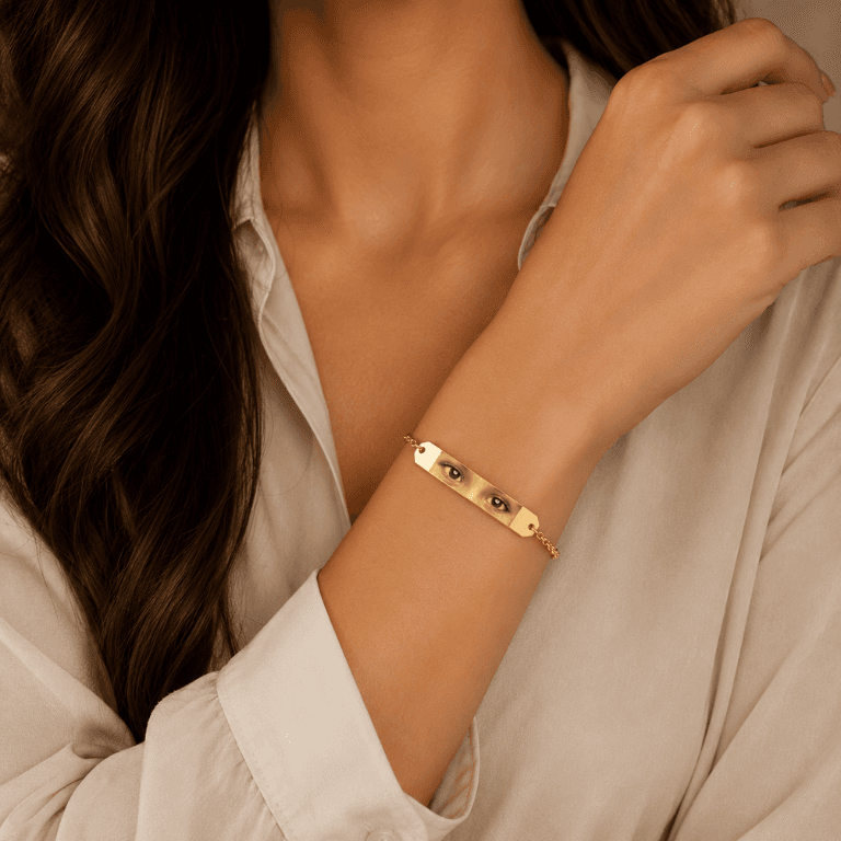Pulseira Personalizável Femínina/Masculina Banhada a Ouro 18K