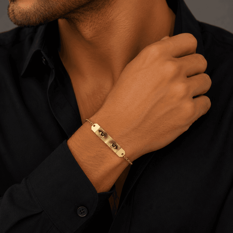 Pulseira Personalizável Femínina/Masculina Banhada a Ouro 18K