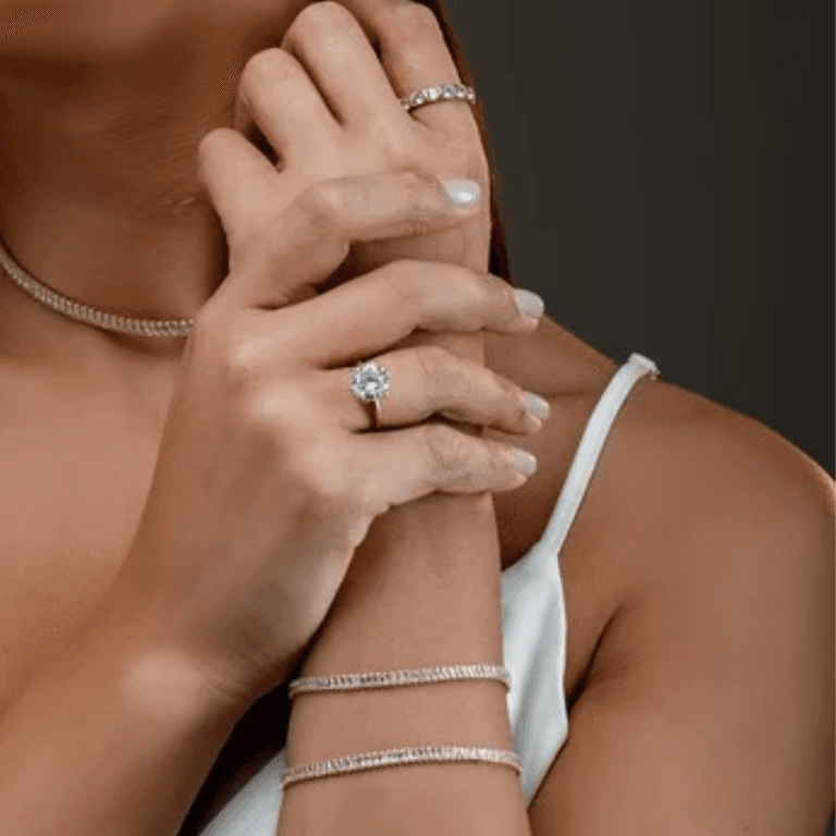 Pulseira Riviera Baguete Esteira Banhada a Ouro 18k