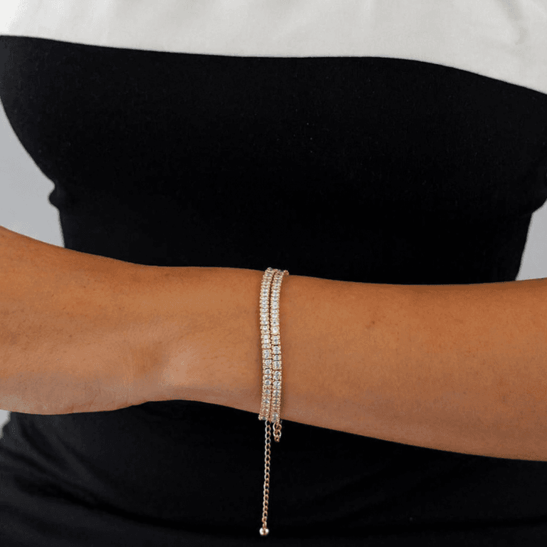 Pulseira Riviera Baguete Esteira Banhada a Ouro 18k
