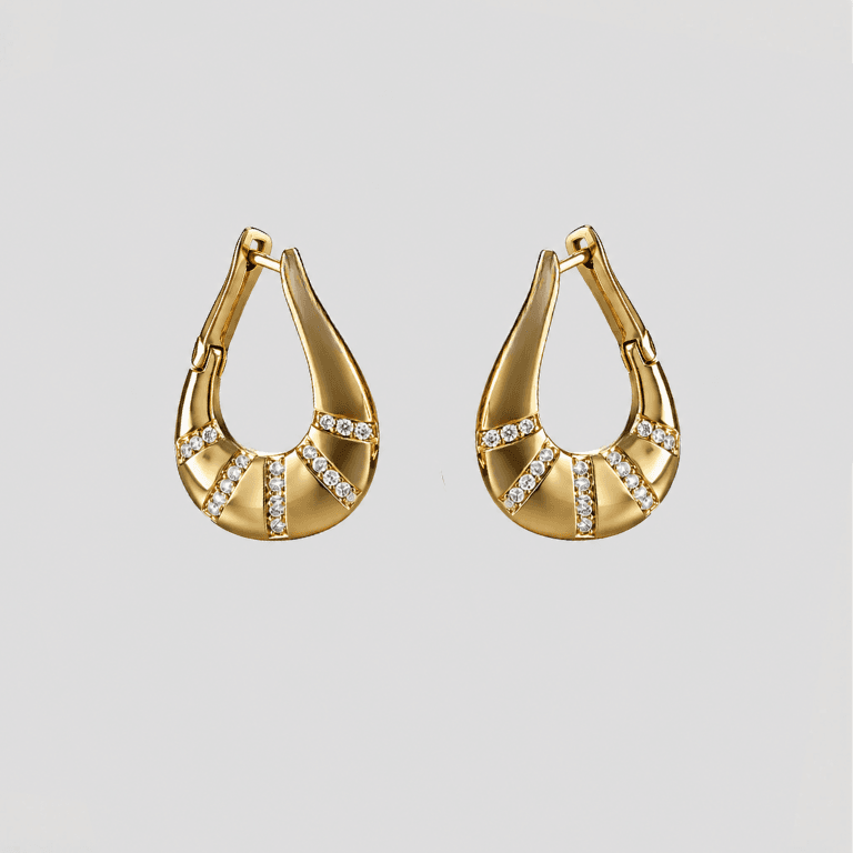 Brinco Argola Gota com Zircônias Banhado a Ouro 18K — default