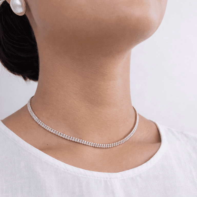 Colar Riviera Baguete Banhado a Ouro 18K