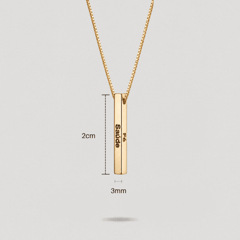 Colar Pingente Palito Personalizável Banhado a Ouro 18K