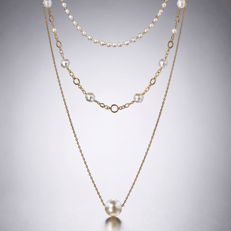 Colar Triplo com Pérolas e Zircônias Banhado a Ouro 18K — default