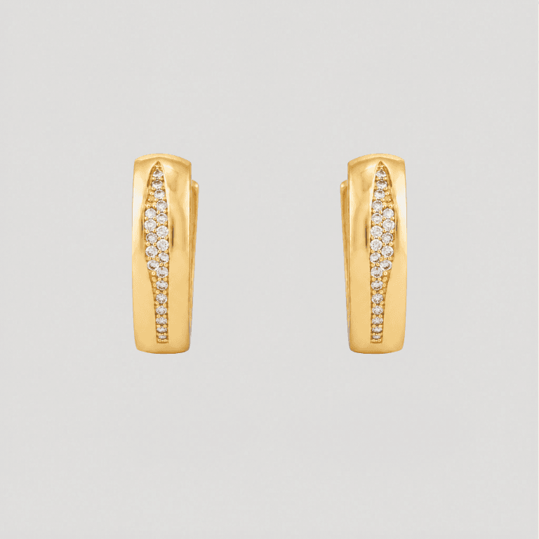 Brinco argola com Detalhes Cravejados em Zircônia Banhado a Ouro 18K — default
