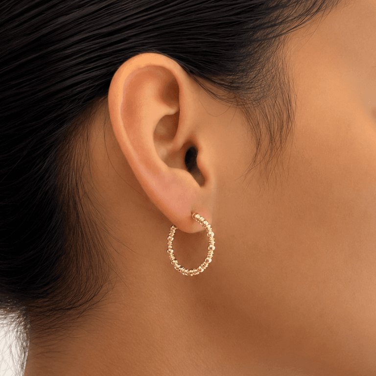 Brinco Argola Bolinhas Banhado a Ouro 18K — default