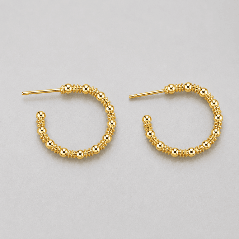 Brinco Argola Bolinhas Banhado a Ouro 18K