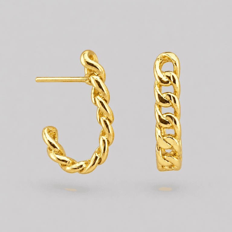 Brinco Argola Corrente Banhado a Ouro18K