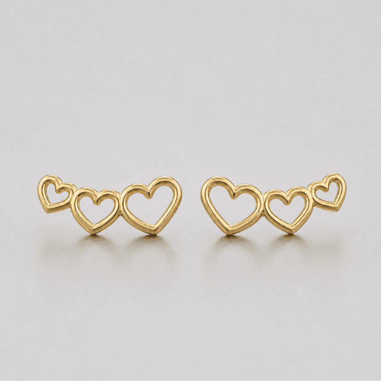 Brinco Ear Cuff Coração Banhado a Ouro 18K — default