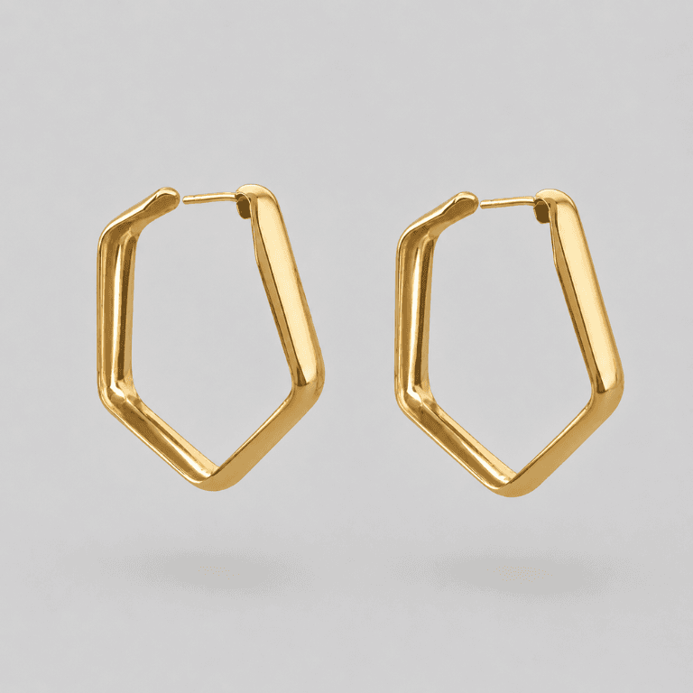Brinco Argola Hexagonal Lisa Banhada a Ouro 18K — default