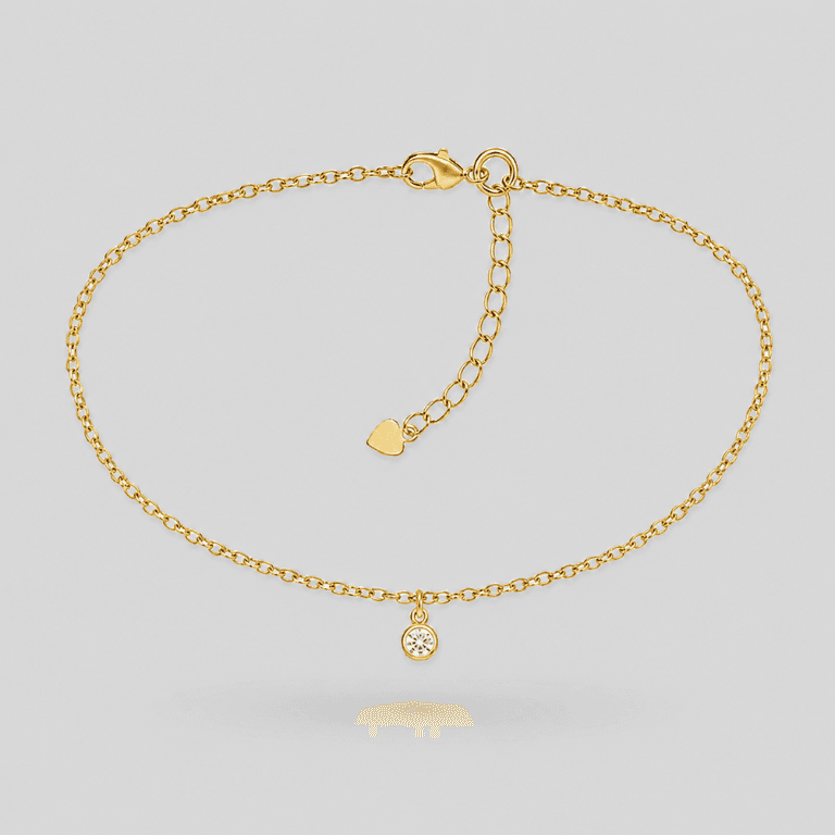Tornozeleira com Pingente Ponto de Luz Banhado a Ouro 18K — default