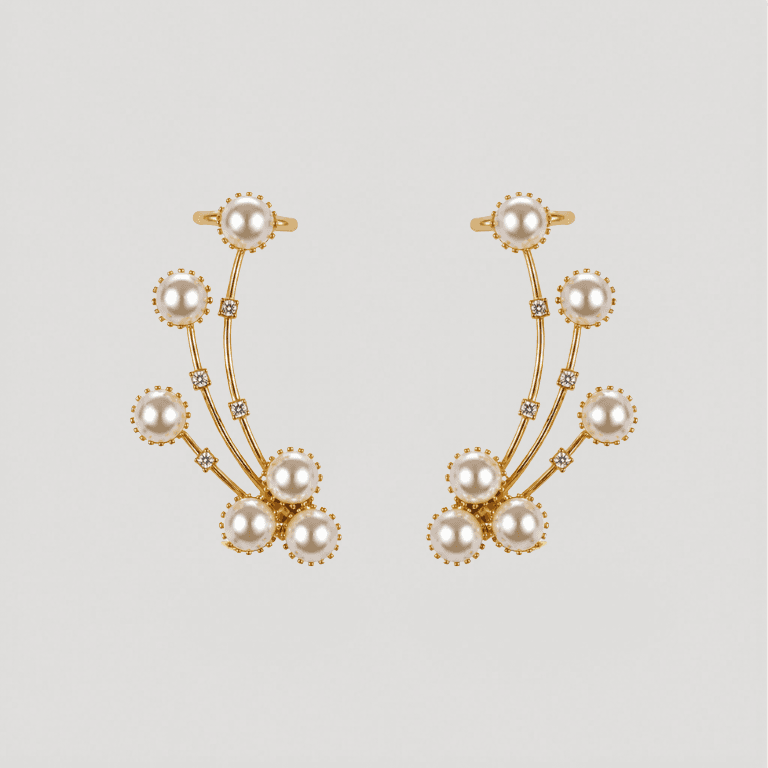 Brinco Ear Cuff Pérolas Banhado a Ouro 18K — default