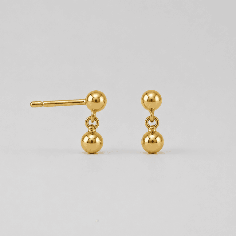 Brinco Elo com Bolinhas Infantil Banhado a Ouro 18K