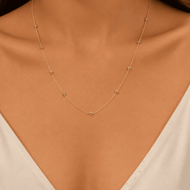 Corrente Esferas Rendadas Banhada a Ouro 18K