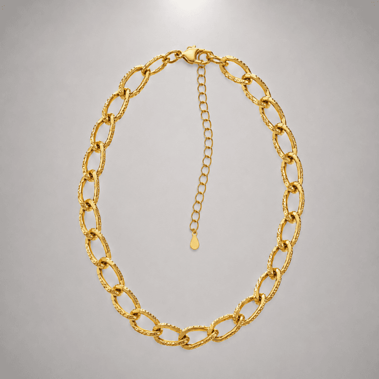 Gargantilha Elo Esculpido Banhada a Ouro 18K