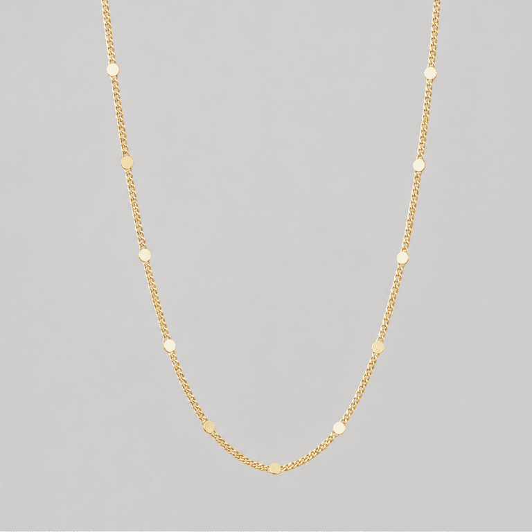 Gargantilha Elo Grumê com Bolinhas Banhada a Ouro 18K