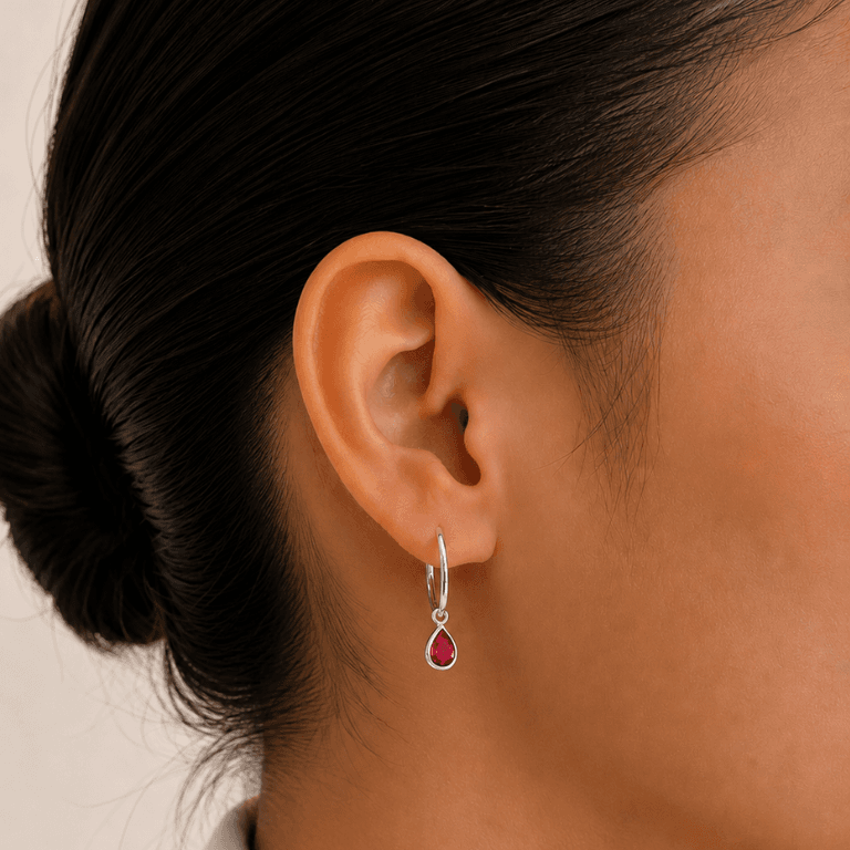 Brinco Argola com Pingente Gota em Prata 925