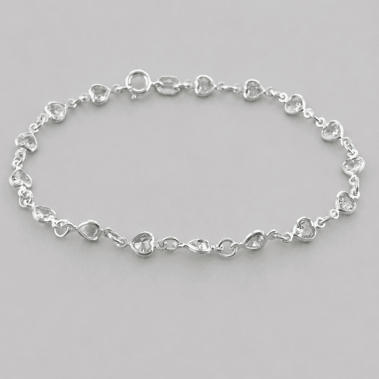 Pulseira Pedras Em coração Prata 925 — default