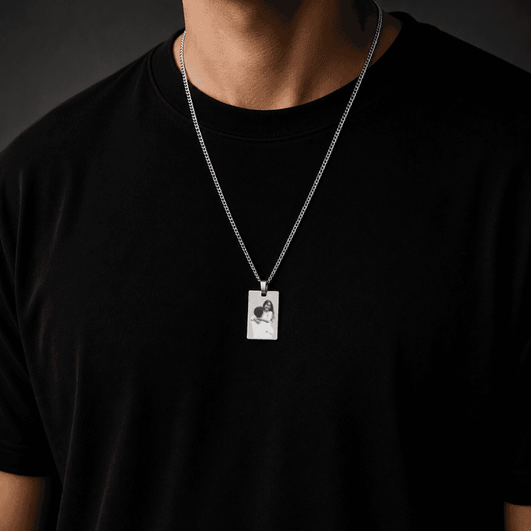 Colar Personalizável retangular M Aço Inoxidável