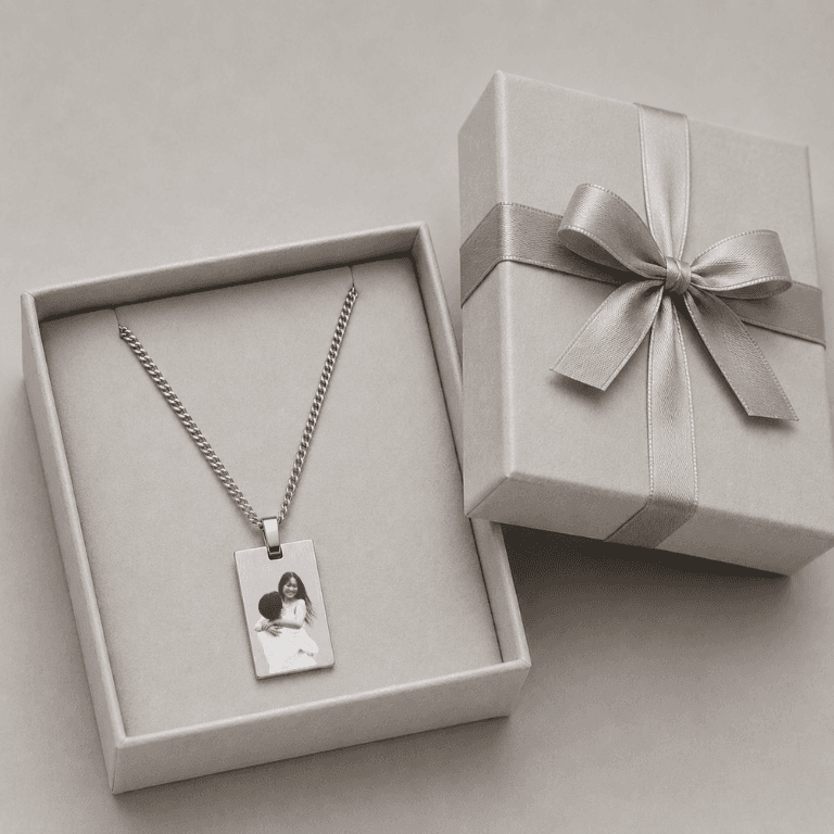 Colar Personalizável retangular M Aço Inoxidável