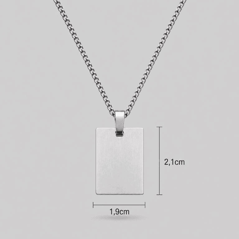 Colar Personalizável retangular M Aço Inoxidável