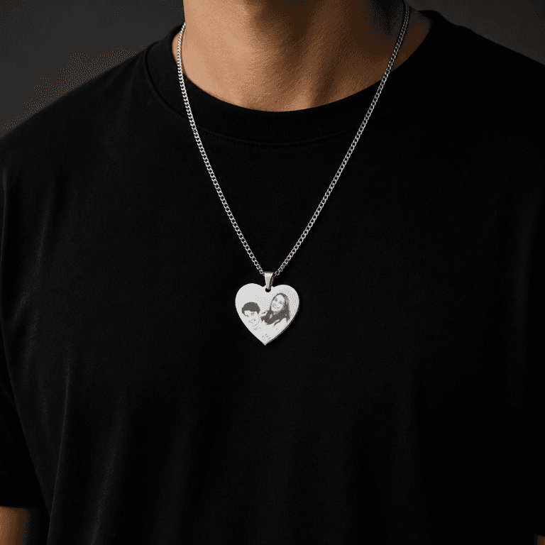 Colar Personalizável Coração G Aço Inoxidável