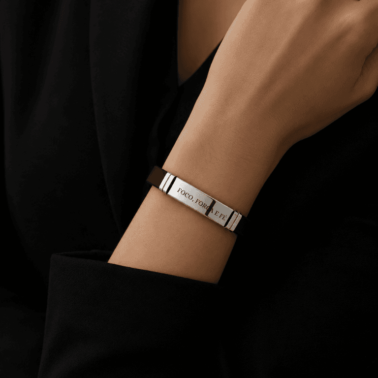 Pulseira Personalizável Aço Inoxidável e Silicone