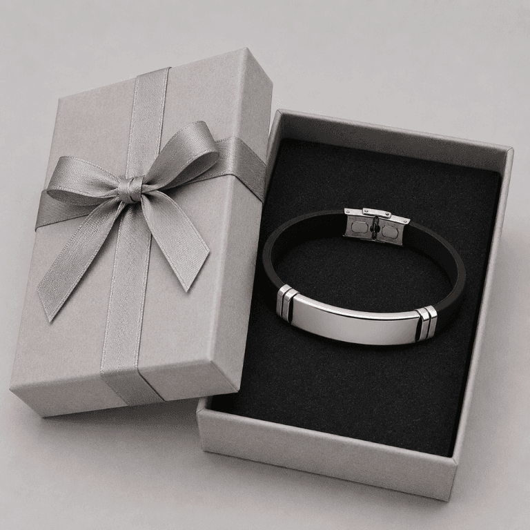 Pulseira Personalizável Aço Inoxidável e Silicone
