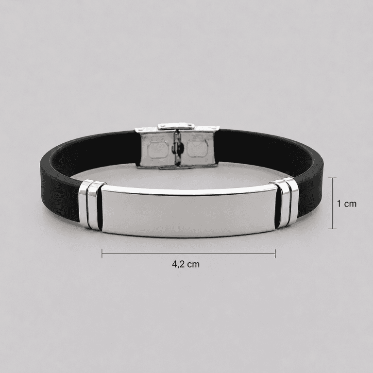 Pulseira Personalizável Aço Inoxidável e Silicone