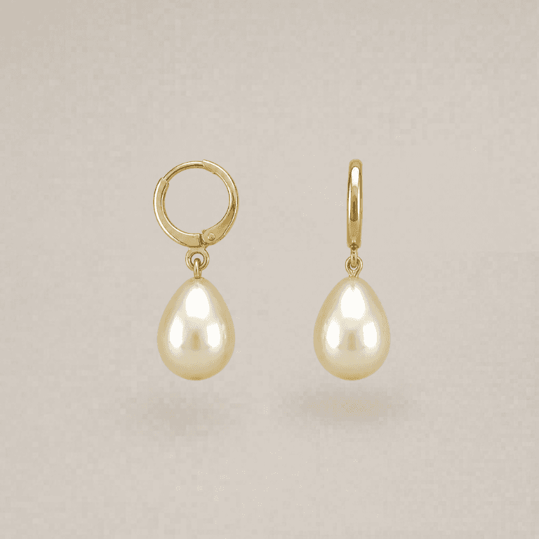 Brinco Argola Gota com Pérola Banhado a Ouro 18K