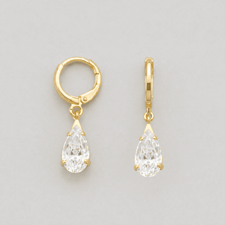 Brinco Argola Gota com Zircônia Banhado a Ouro 18K — default