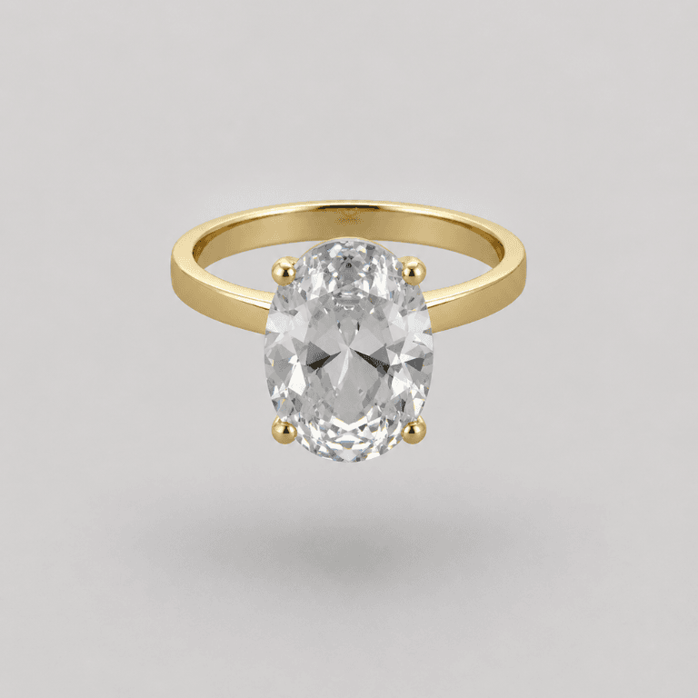 Anel Solitário Zircônia Oval Banhado a Ouro 18K — 20