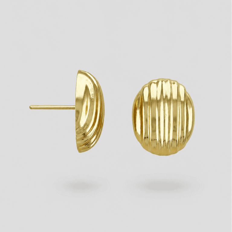 Brinco Oval Miranda Banhado a Ouro 18K