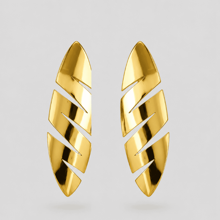 Brinco Orgânico Alongado Banhado a Ouro 18K — default