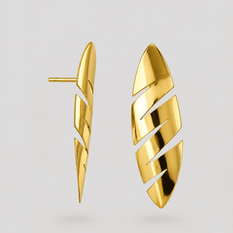 Brinco Orgânico Alongado Banhado a Ouro 18K
