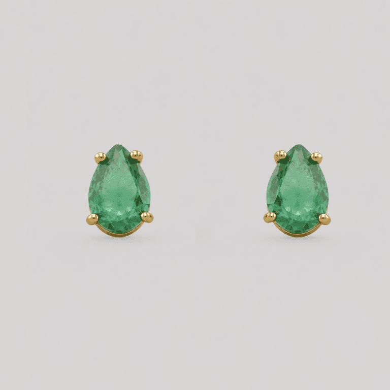 Brinco Gota Esmeralda Banhado a Ouro 18K — default