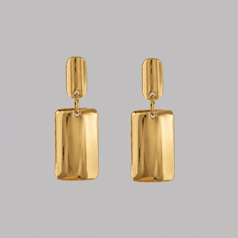 Brinco Retângulo Liso Banhado a Ouro 18K — default