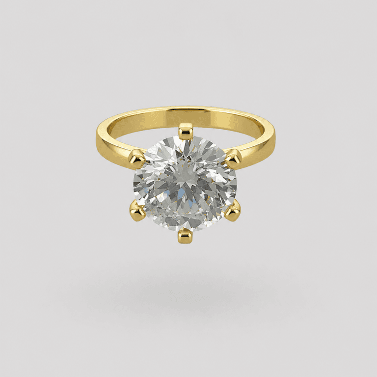 Anel Solitário Zircônia Redonda Banhado a Ouro 18K — 14