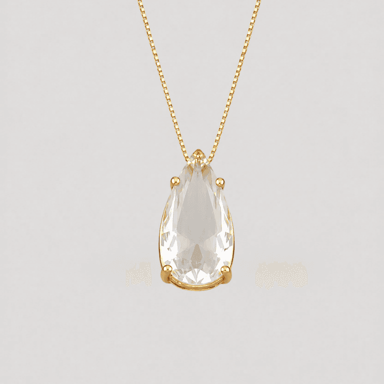 Conjunto Gota Zircônia Banhado a Ouro 18K