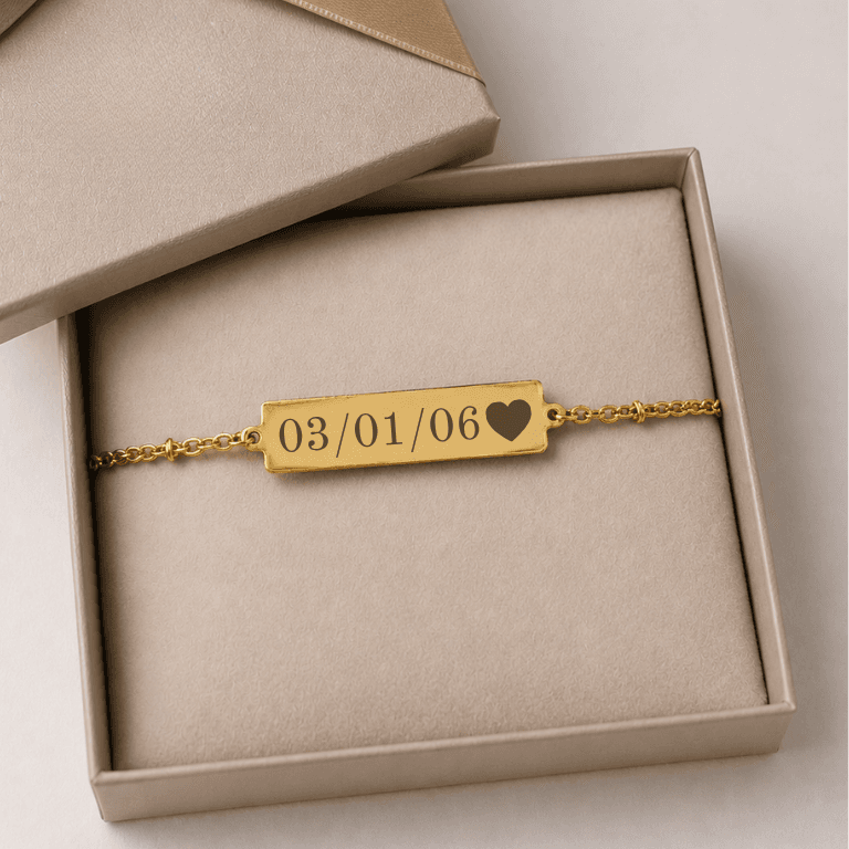 Pulseira Personalizável Feminina/Masculina Banhada a Ouro 18K