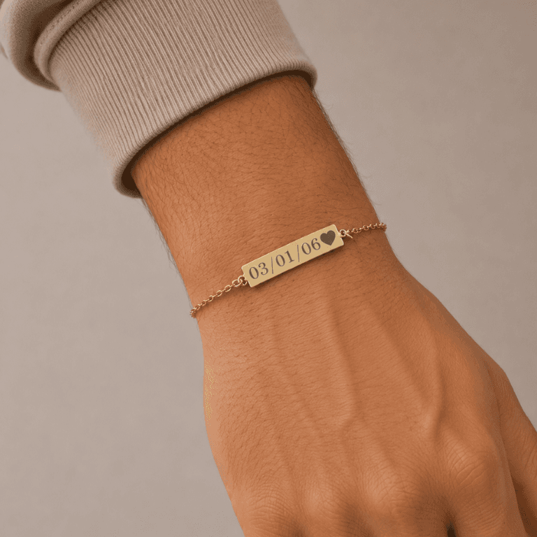 Pulseira Personalizável Feminina/Masculina Banhada a Ouro 18K