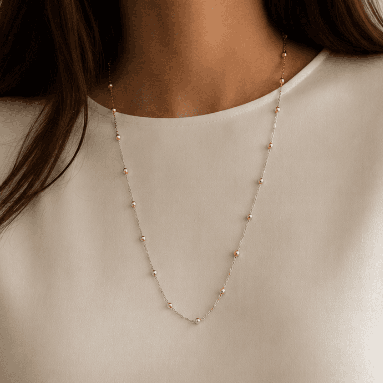Corrente Elo Grumê 3x1 com Bolinhas Banhada a Ouro 18K
