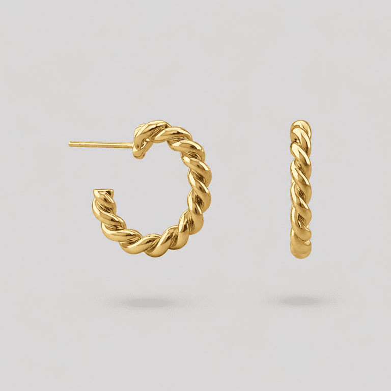 Brinco Argola Torcida Banhado a Ouro 18K