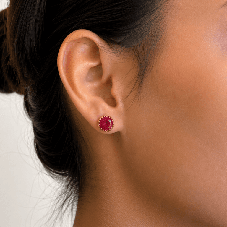 Brinco Cristal Rosa Banhado a Ouro 18K