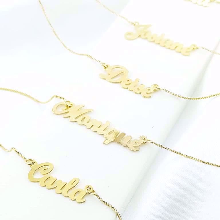 Corrente De Nome Personalizado Pronta Entrega Banho De Ouro 18k