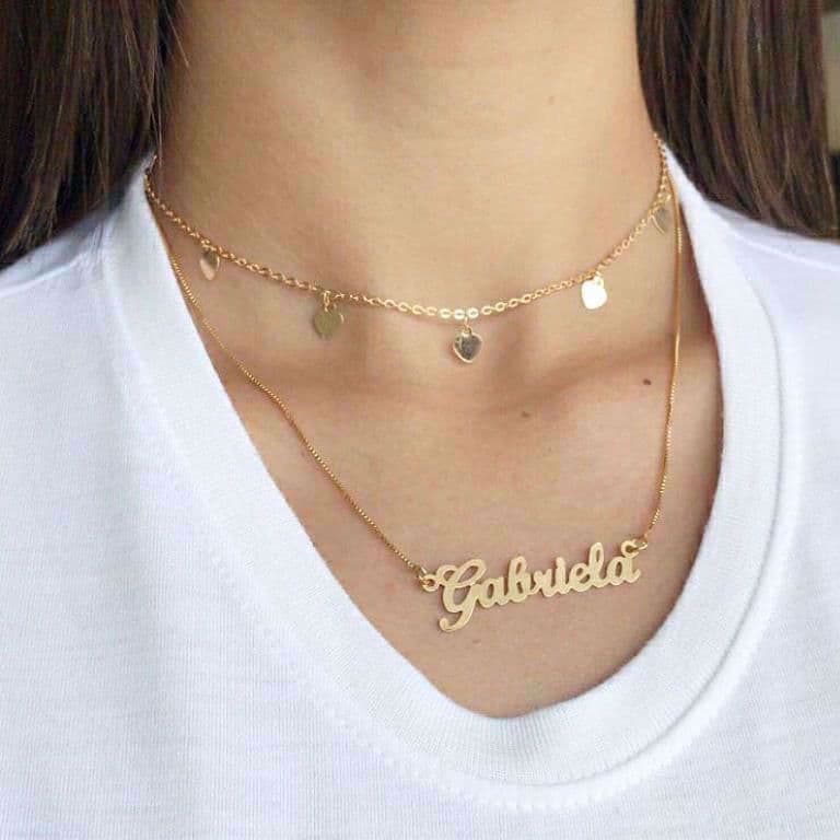 Corrente De Nome Personalizado Pronta Entrega Banho De Ouro 18k