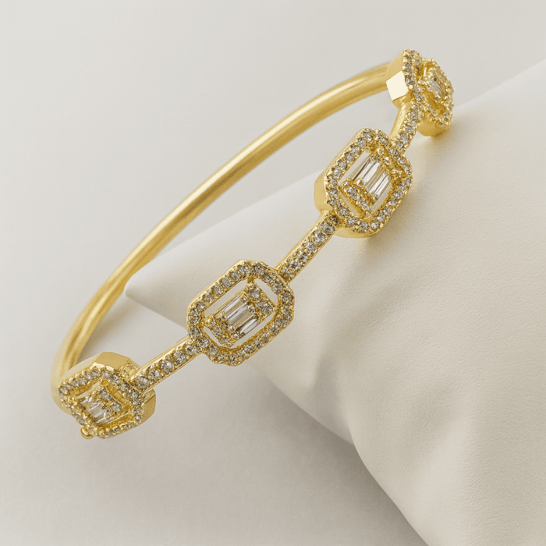 Bracelete com Zircônias Banhado a Ouro 18K