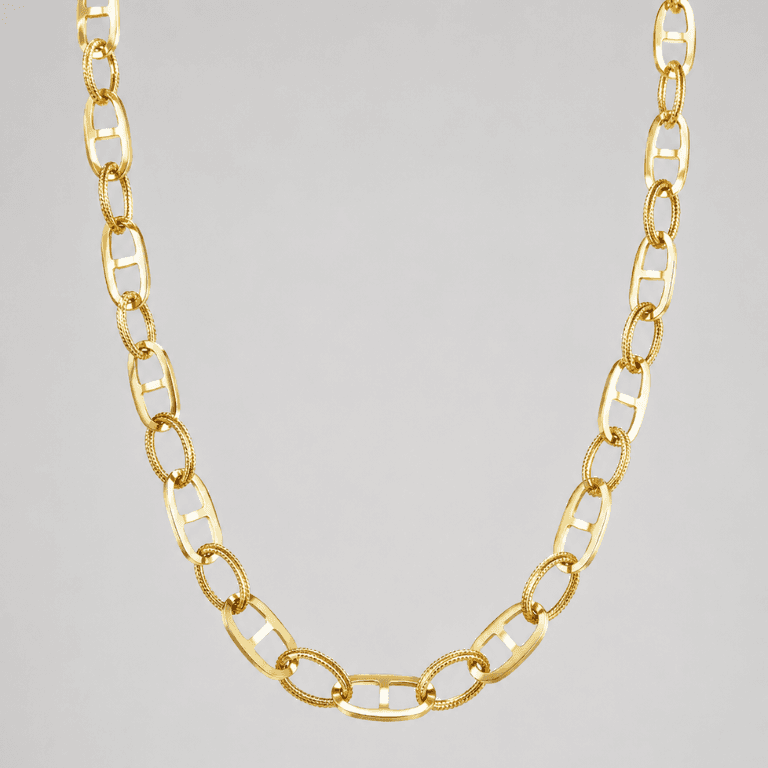 Gargantilha com Elo Geométrico e Diamantados Banhada a Ouro 18K — default